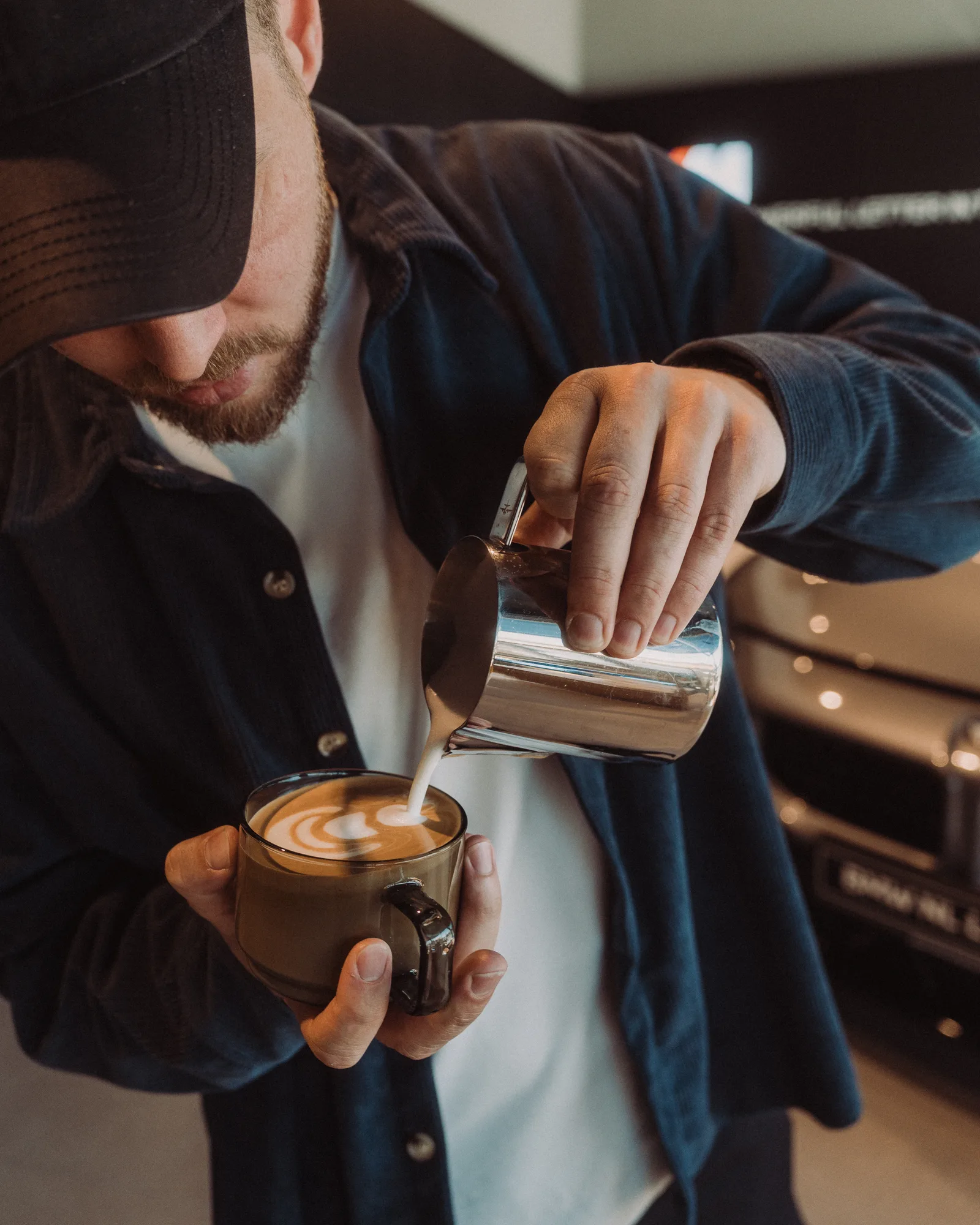 Latte art at the Graycano brew bar
