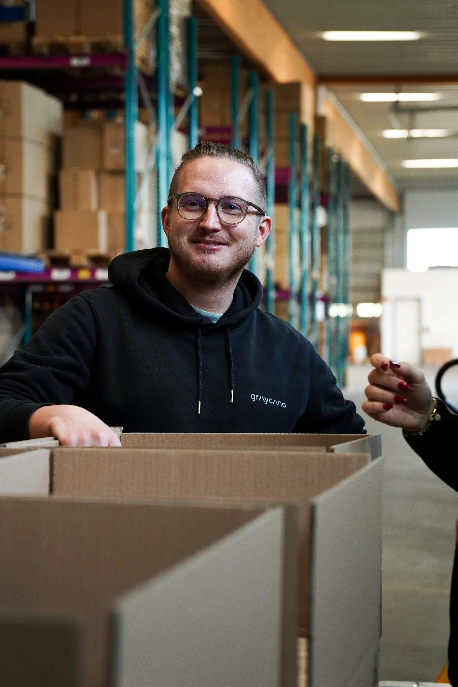 Frederik in the Graycano warehouse
